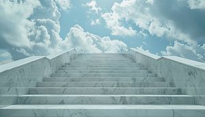 White staircase marble panorama