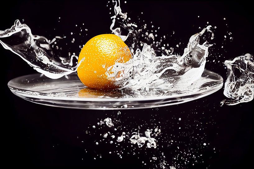 Fruits in a splash of water, Art illustration by Animaflora PicsStock