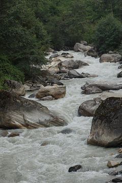 Woeste rivier in Annapurna gebergte van Marilyn Bakker