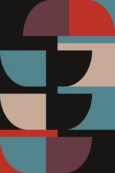Bauhaus style art in bold color blocks