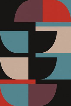 Kunst in Bauhaus-stijl in gedurfde kleurblokken van Abstract Minimalist Art