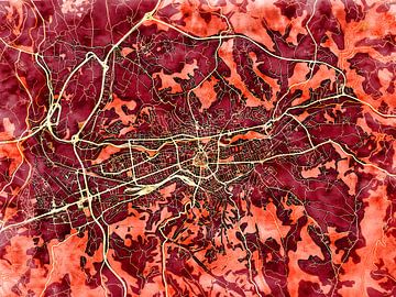 Kaart van Brive-la-Gaillarde in de stijl 'Amber Autumn' van Maporia