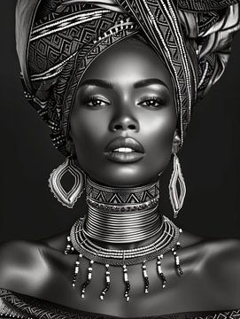 Portrait moderne d'une femme africaine sur Carla Van Iersel