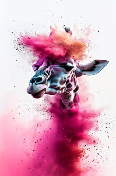 Giraffe in Nevelroze Droom | roze | poeder van Eva Lee