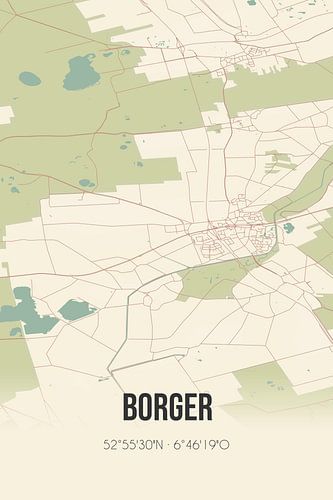 Alte Karte von Borger (Drenthe)
