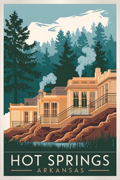 Hot Springs, Arkansas Vintage Travel Poster by Poster Art Shop