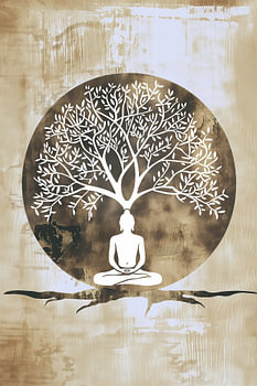Meditierender Buddha unter Lebensbaum