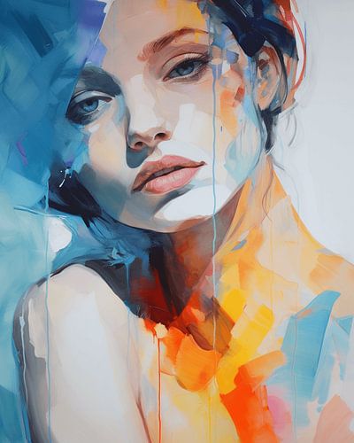 Modern en kleurrijk portret van een jonge vrouw