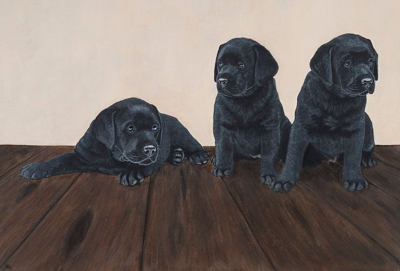Labrador puppies portret par Michelle Oude Avenhuis fine art