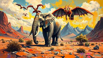Olifant op buitenaardse planeet van Linda de Klein