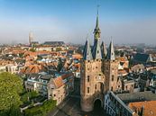 Sassenpoort oude poort in Zwolle tijdens zomer zonsopgang van Sjoerd van der Wal Fotografie thumbnail