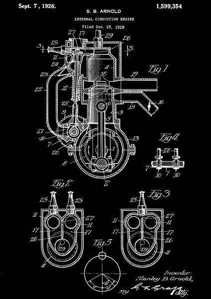 Bauplan eines Verbrennungsmotors aus dem Jahr 1926 von Zeger Knops