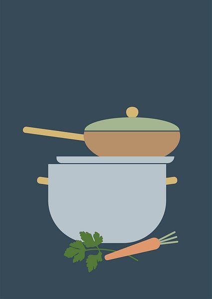 Kitchen range, saucepan and saucepan. by Atelier Hedy Marguerite