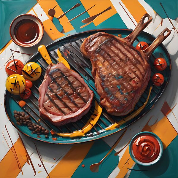 Sappige steaks in popart-stijl van Bart Veeken