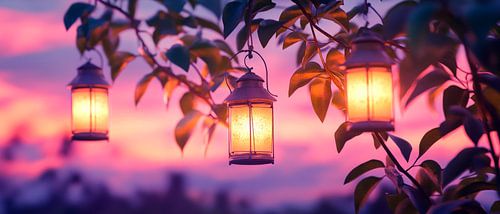 Lichtjes in de zonsondergang