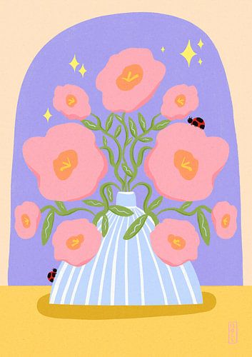Leuke bloemen in een vaas Illustratie