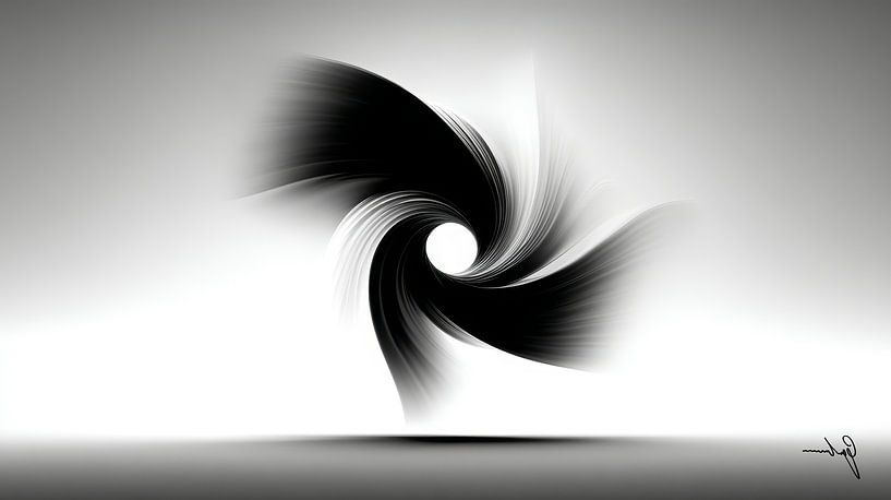 Monochrome Flow - Abstract Black and White Art in Motion by Gelissen Artworks