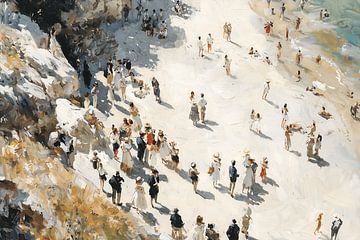 Belebter Strand aus der Vogelperspektive von NJ Midnight Studio