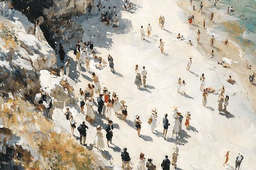 Druk strand vanuit vogelperspectief van NJ Midnight Studio