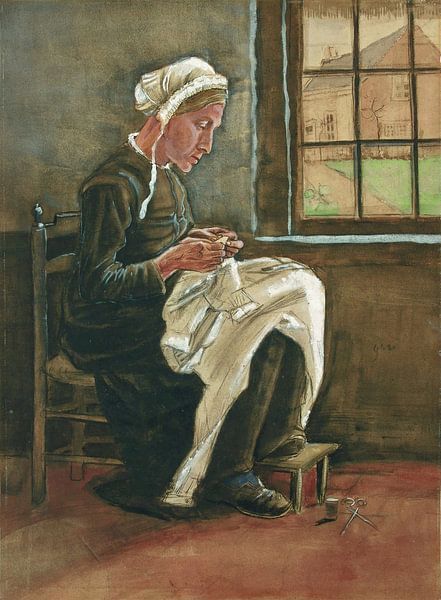 Woman sewing by the Window, Vincent van Gogh by All the Masters