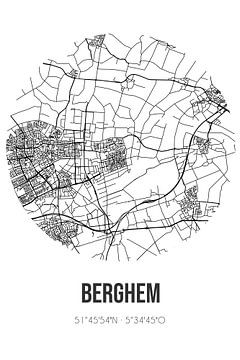 Berghem (Noord-Brabant) | Karte | Schwarz und Weiß von Rezona