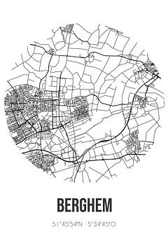 Berghem (Noord-Brabant) | Landkaart | Zwart-wit van MijnStadsPoster