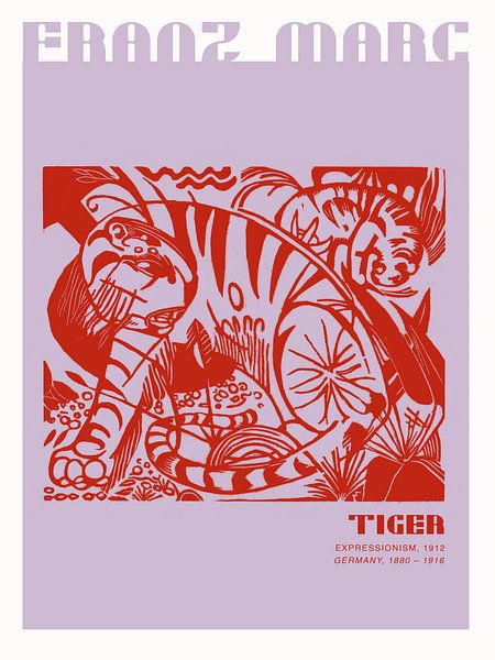 Franz Marc - Tiger in purple and red by Malou Studio