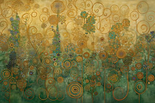 Green Golden Field of Flowers