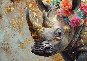 Golden Rhinoceros by De Mooiste Kunst