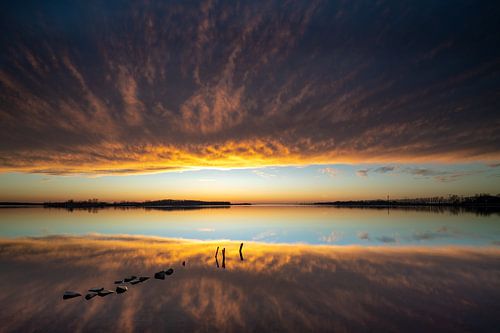 Sunset along the edges of the IJsselmeer and Flevoland