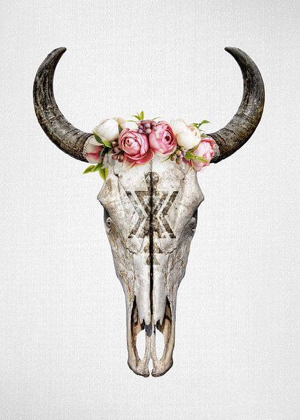 Bloemen Koeienschedel van Gal Design