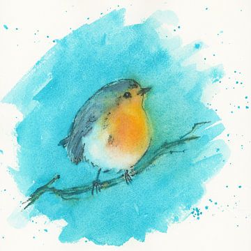 Robin in the blue by Karen Kaspar