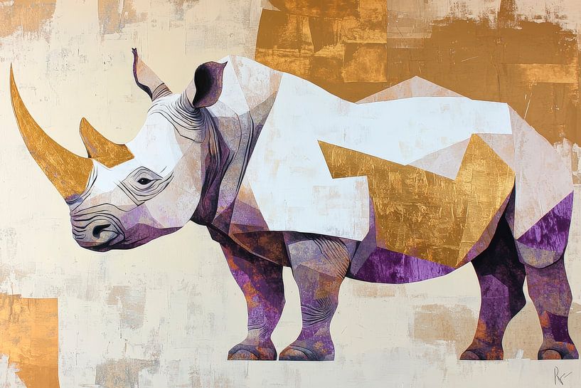 Geometric rhino mammal portrait by Poster Art Shop