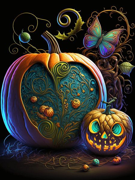 surreal Halloween pumpkin miniature world autumn season fabulous by gm_designs
