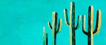 Cactuslandschap in zachte kleuren van Poster Art Shop
