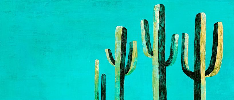 Cactuslandschap in zachte kleuren van Poster Art Shop
