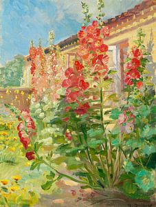 Anna Ancher, Rote Stockrosen, um 1916