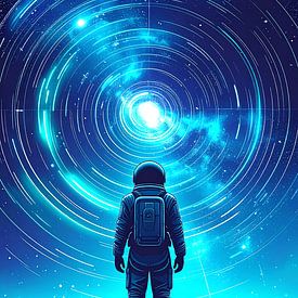 astronaute avec galaxie bleue sur rendyokt rendy