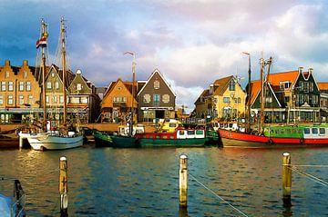 Painting effect on photo Port of Volendam by Alice Berkien-van Mil