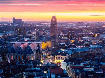 zonsondergang Zwolle centrum van Thomas Bartelds