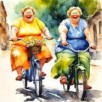 2 gezellige dames op de fiets