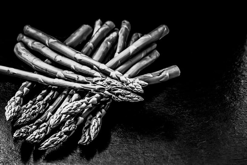 Zwart en wit : Groene asperges van Photoart-Naegele