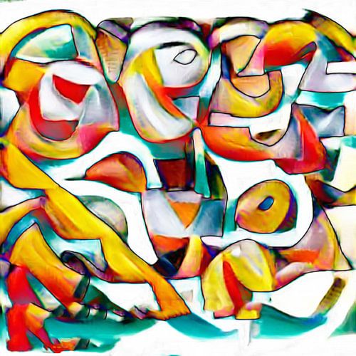 Abstract in red yellow blue