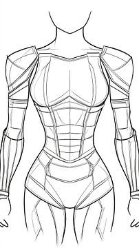 Tekening torso vrouw heldin van Frank Heinz