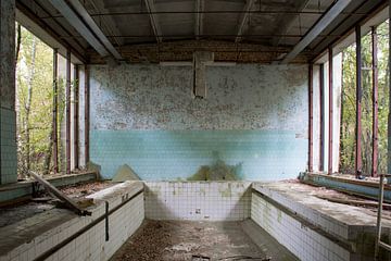 Een klein zwembad in spookstad Pripyat van Tim Vlielander
