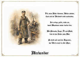 Mechaniker – Zunftbild mit Gedicht von Marcus Achberger