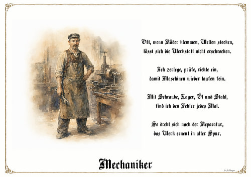 Mechaniker – Zunftbild mit Gedicht