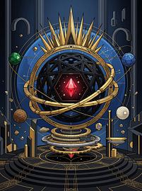 Celestial Astrolabe Sphere Sacred Geometry Planetary Observatory Graphic Illustration by The Deeper Way