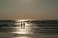 Des amoureux de l'été à la plage de Katwijk. Un garçon et une fille main dans la main contre le sole par Birgitte Bergman Aperçu