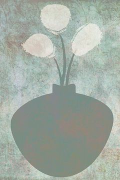 Stilleven met bloemen, Retro en abstract II van Caroline Drijber